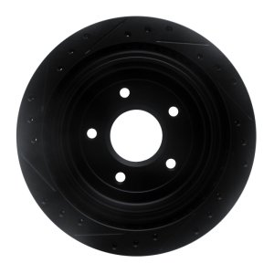Cadillac XLR Brake Rotor (1) - Rear Right - R1 Concepts - Drilled & Slotted - Black - `97-`13